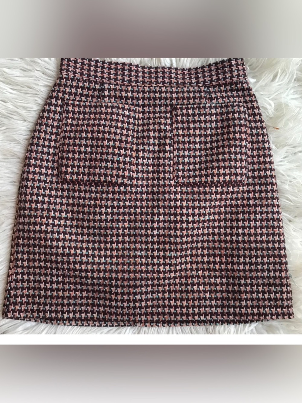 Modcloth Houndstooth Pencil Skirt Red Blue Size 2